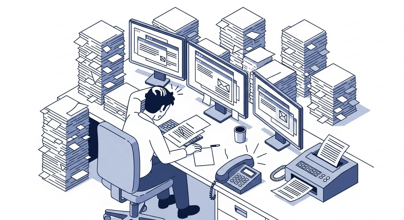 Überfüllter E-Mail-Posteingang mit Angebotsanfragen im Großhandel