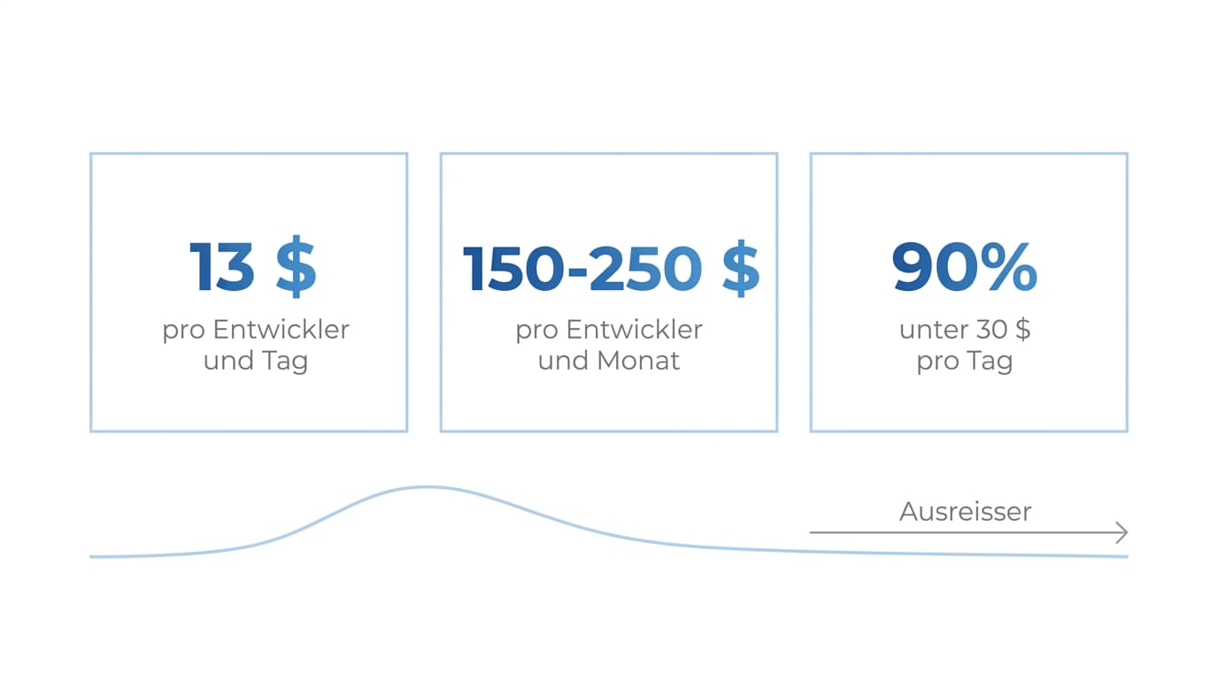 Reale Claude-Code-Kosten: 13 Dollar pro Entwickler pro aktivem Tag, 150 bis 250 Dollar pro Monat, 90 Prozent unter 30 Dollar pro Tag