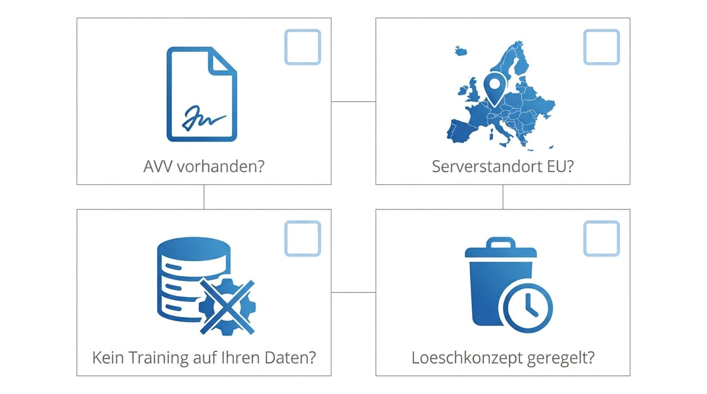 DSGVO-Kurzcheck für KI-Automatisierungstools: AVV, Serverstandort, Trainingsnutzung und Löschkonzept