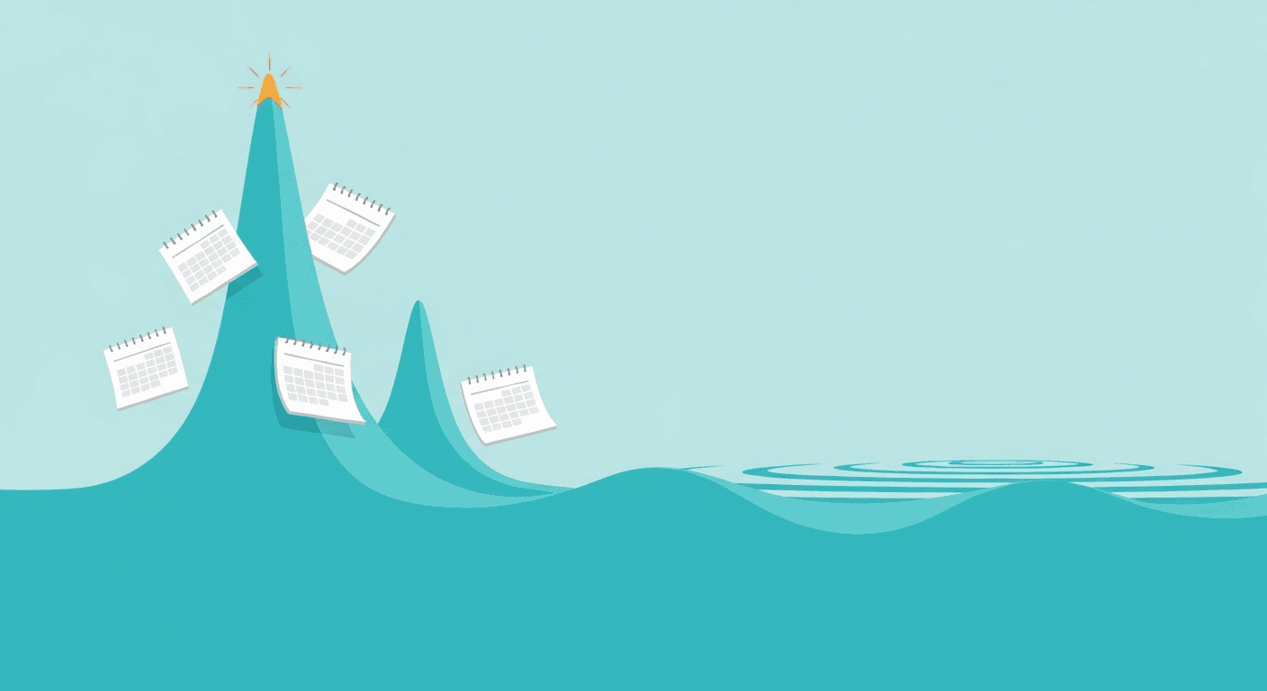 Illustrative Welle der saisonalen Arbeitsspitze in Q1 und Q2