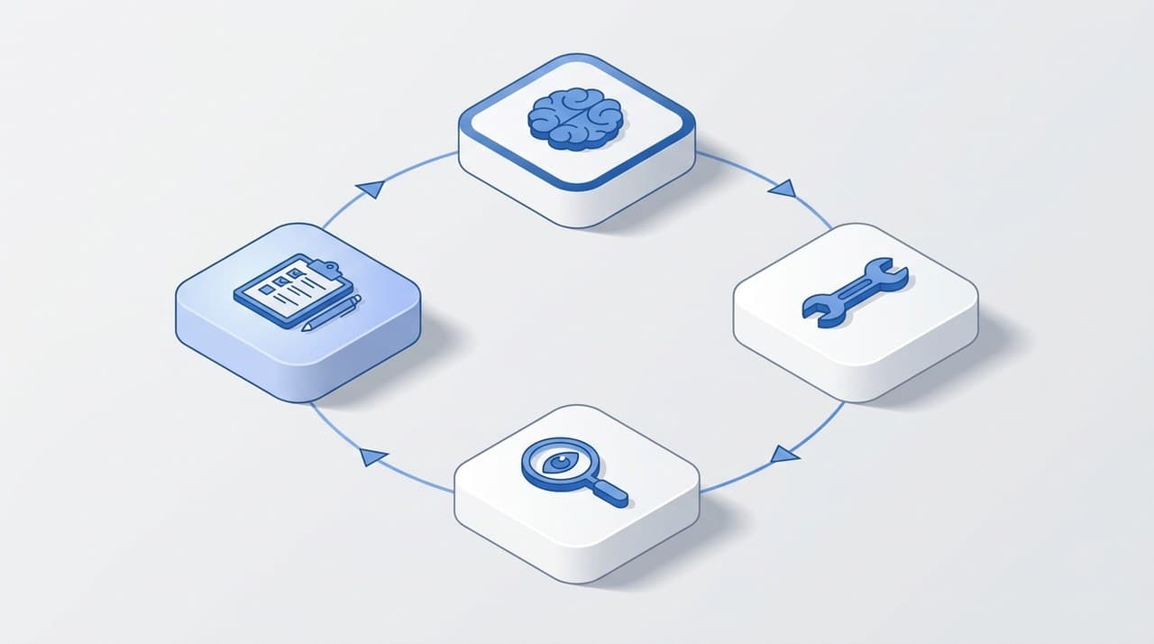 Isometrischer Agent-Loop mit Brain Tool Beobachten Re-Plan